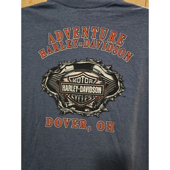 Harley-Davidson Genuine Oil Blue Tee Mens Adventure Dover OH biker motorcycle 2X - Picture 1 of 6